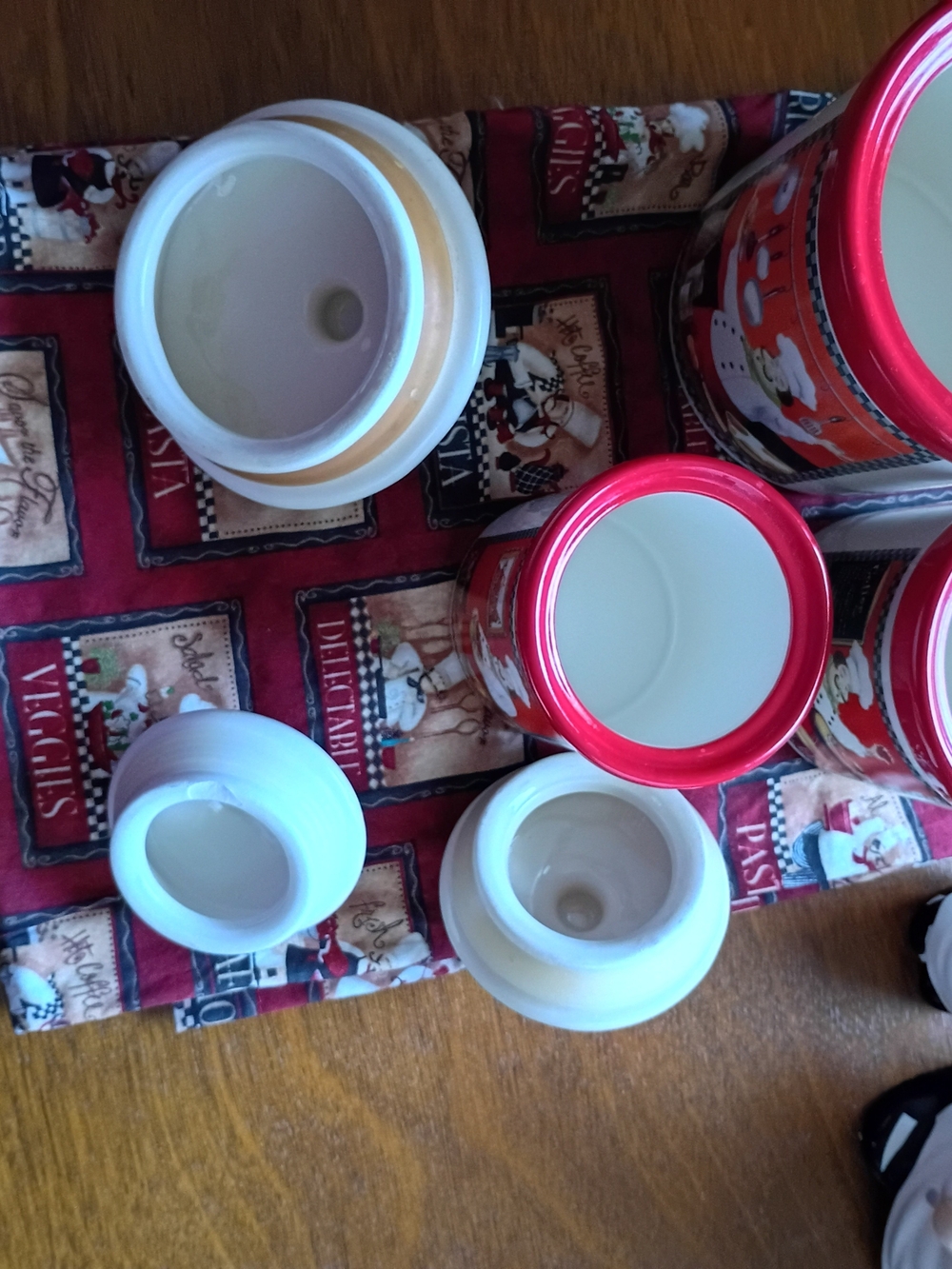 Chef-Themed Red and White Ceramic Canister Set with Matching Kitchen Accessories - Picture 7 of 11